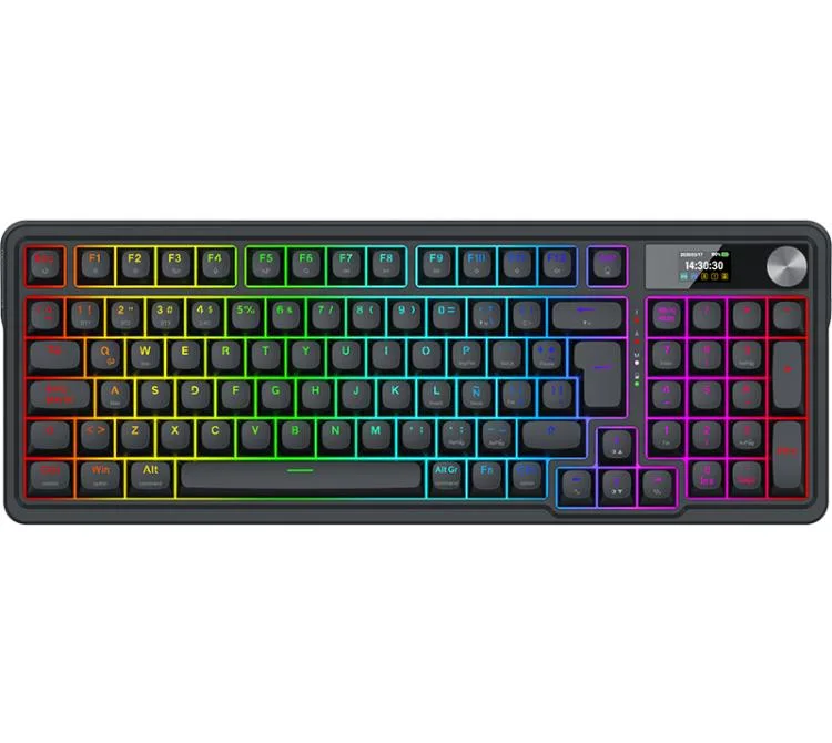 TECLADO MECANICO REDRAGON EISA K719 PRO WIRELESS 2.4GHZ BLUETOOTH YOLK SWITCH BLACK 95% ESP RGB LCD