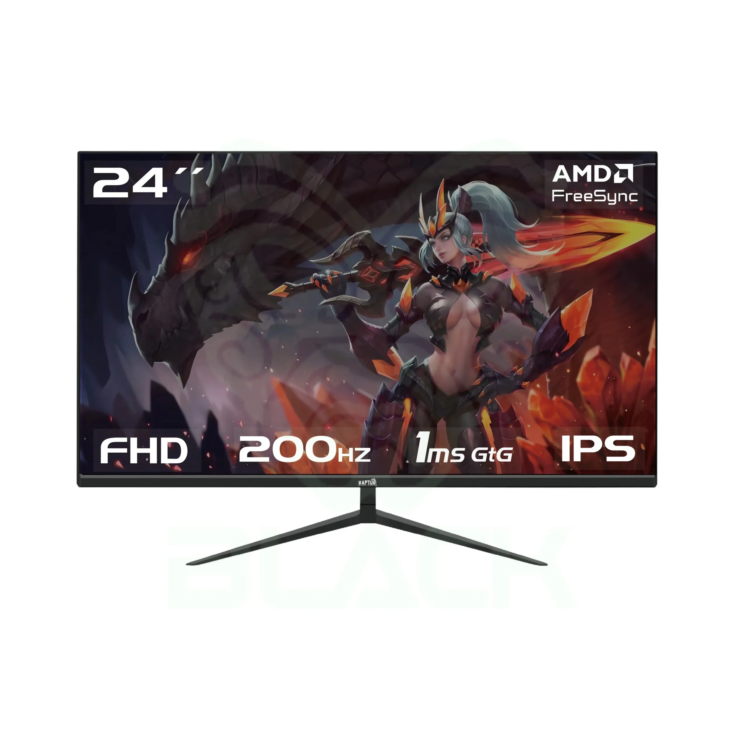 MONITOR GAMER RAPTOR HAWK EYE 24 FRAMELESS IPS FHD 200HZ 1MS HDMI-DP NEGRO (3408) (II)