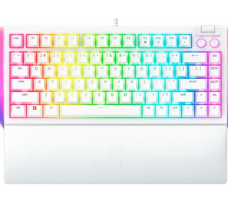 TECLADO MECANICO RAZER BLACKWIDOW V4 75% 3GEN TACTILE ORANGE SWITCH 8000HZ WHITE RGB CHROMA