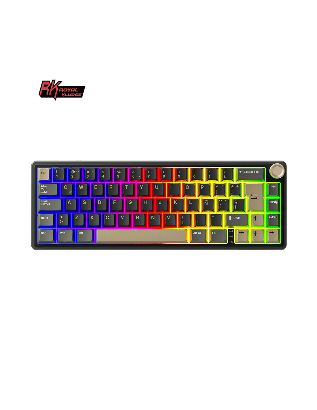 TECLADO ROYAL KLUDGE RKR65 GREENSAND SWITCH BROWN 65%