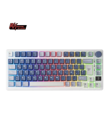 TECLADO ROYAL KLUDGE RKM75 WIRELESS OCEAN BLUE SWITCH SILVER 75%