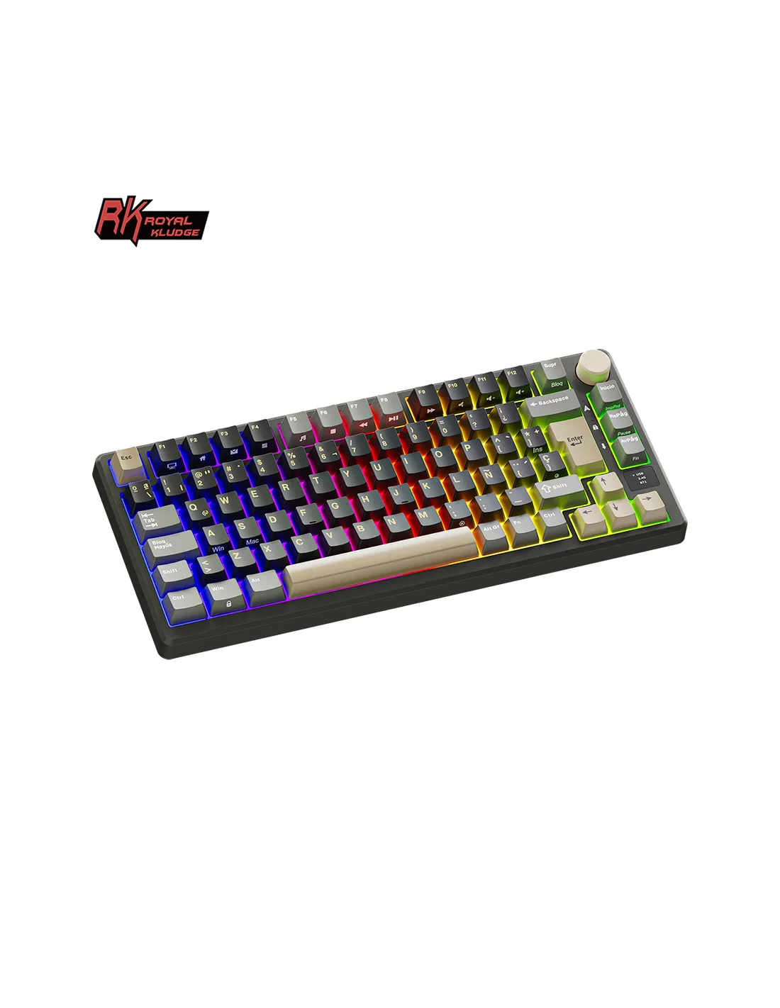 TECLADO ROYAL KLUDGE RKM75 WIRELESS PHANTOM SWITCH BROWN 75%