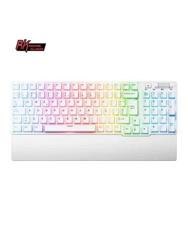 TECLADO ROYAL KLUDGE RK96 WIRELESS WHITE SWITCH BROWN 90%