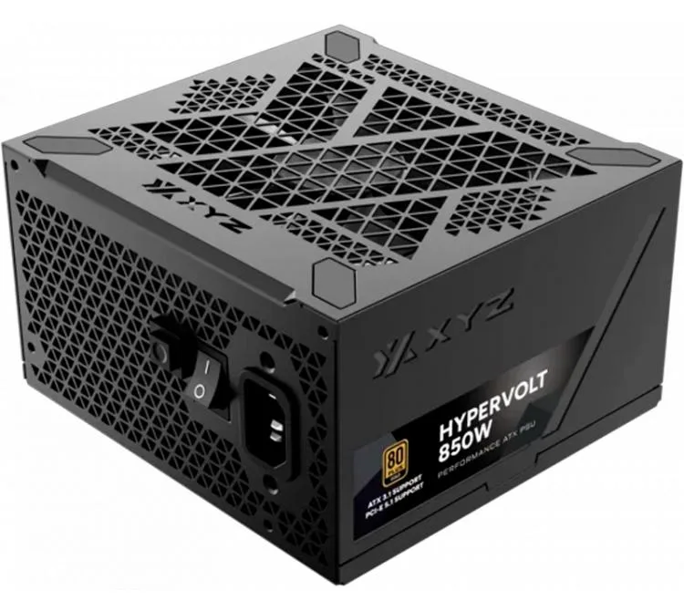 FUENTE XYZ 850W 80 PLUS GOLD ATX 3.1 PCIE 5.1 FULL MODULAR HYPERVOLT BLACK