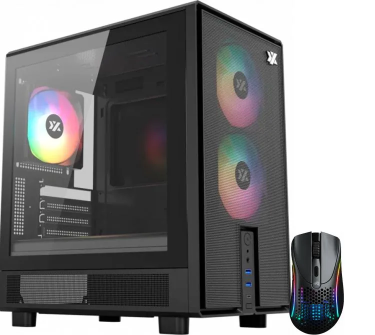 GABINETE XYZ ATOM BLACK 3X120MM ARGB FANS MESH BLACK USB-C GEN2 VIDRIO TEMPLADO