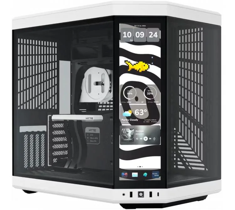 GABINETE HYTE Y70 TOUCH INFINITE PANDA VIDRIO TEMPLADO PANTALLA TACTIL 2.5K LCD IPS 60HZ INC. CABLE RISER PCIE 4X16 USB-C 3.2
