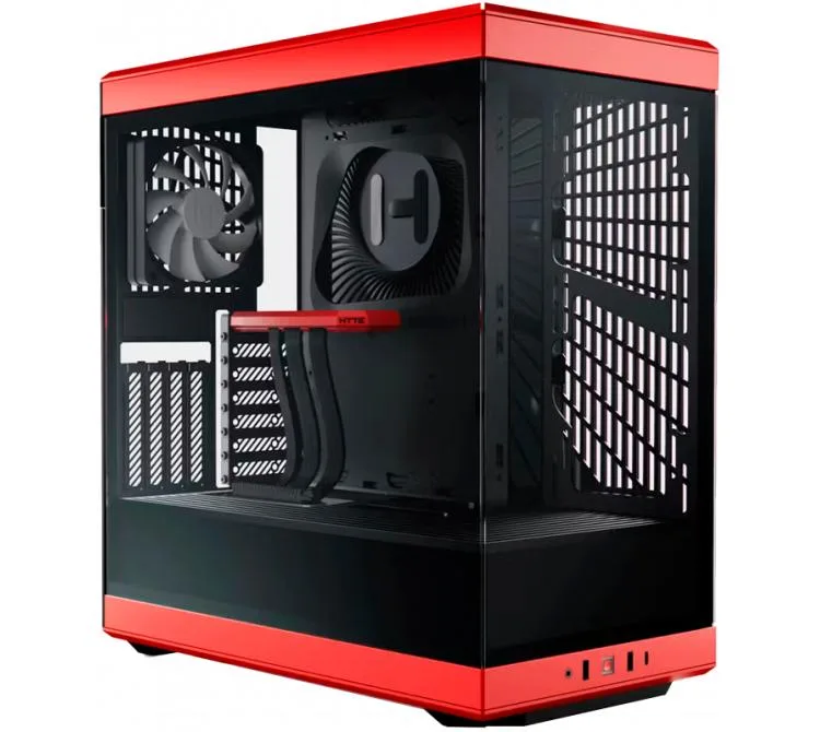 GABINETE HYTE Y40 BLACK CHERRY VIDRIO TEMPLADO 2X120MM FANS VERTICAL GPU MOUNT INC. CABLE RISER PCIE 4X16 USB-C 3.2