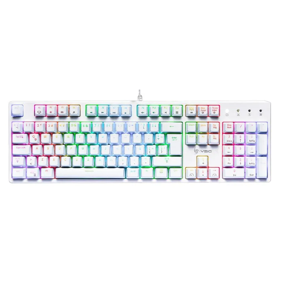TECLADO USB MECÁNICO VSG ALNILAM (VG-KM983-WHT-BLU) BLANCO SW/OTEMU BLUE