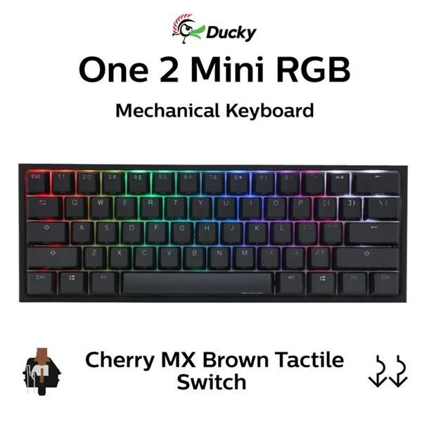TECLADO GAMER DUCKY ONE 2 MINI RGB CHERRY MX BROWN DOUBLE-SHOT PBT MECANICO WHITE ISO ESPAÑOL