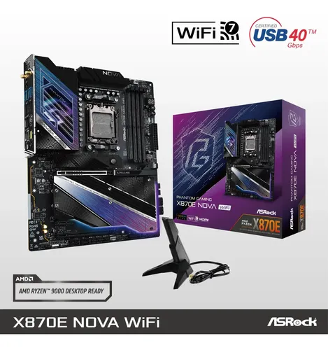 KIT MOTHER ASROCK X870E NOVA WIFI + PROCESADOR AMD RYZEN 9 9900X 5.6GHZ TURBO AM5 - NO INCLUYE COOLER