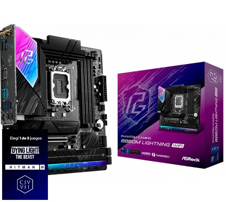 Mother Asrock B860M Lightning WIFI LGA1851 DDR5