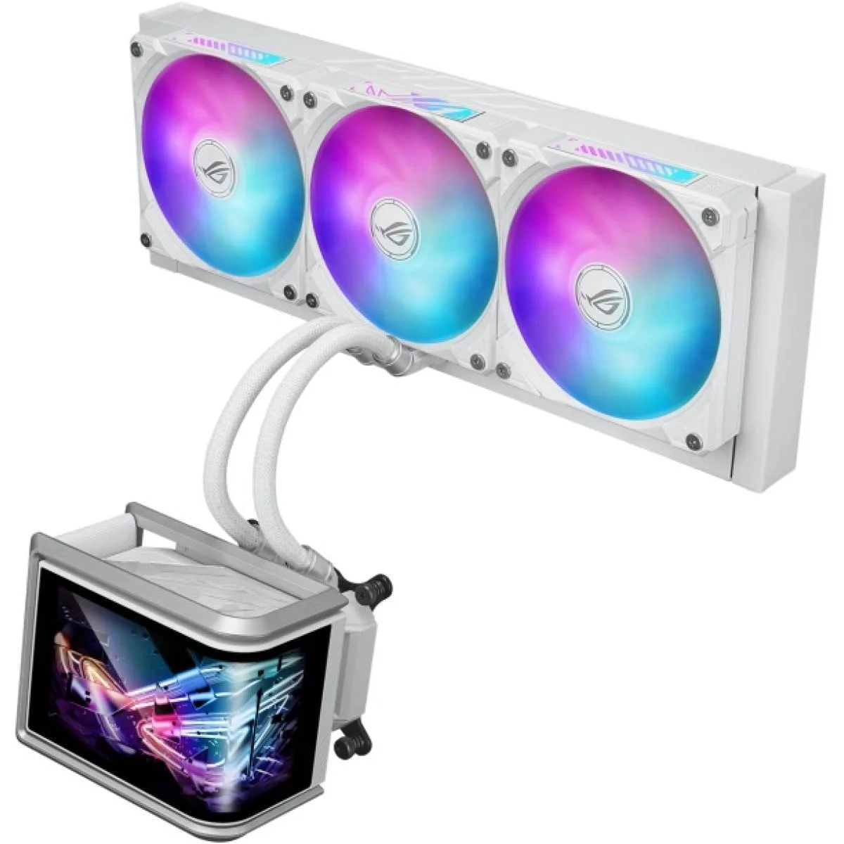 COOLER CPU ASUS ROG RYUO IV 360 WHITE ARGB 6.67" AMOLED SCREEN WATER COOLER