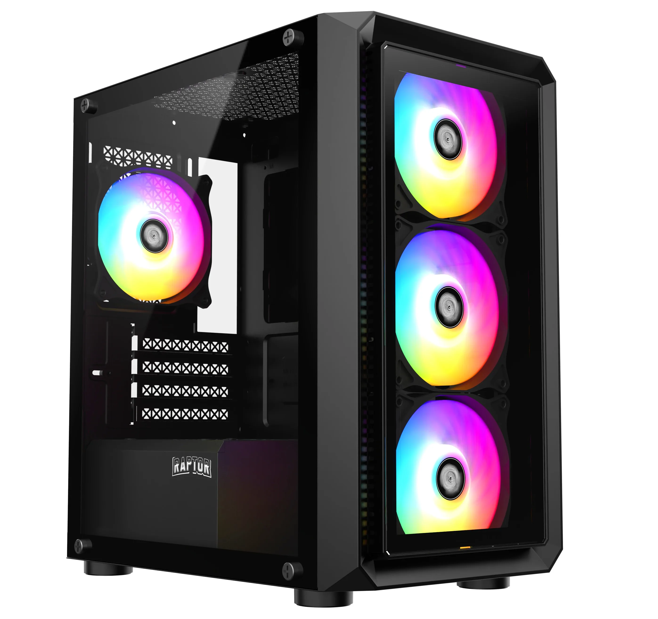 GABINETE RAPTOR INFINITY GLASS TG X2 MID-TOWER RGB FAN X4