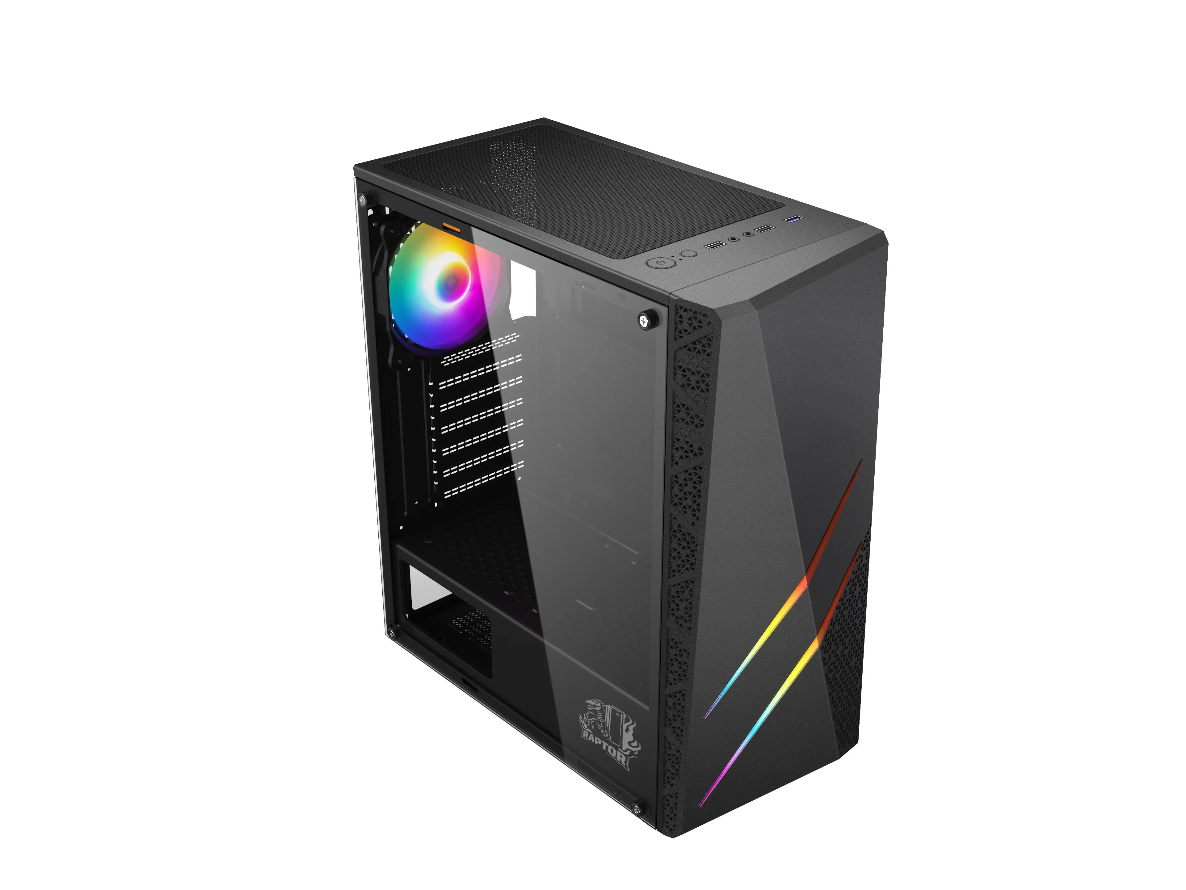 GABINETE RAPTOR BLAZE FORCE TG MID-TOWER RGB FAN X1 W/BUTTON CONTROL