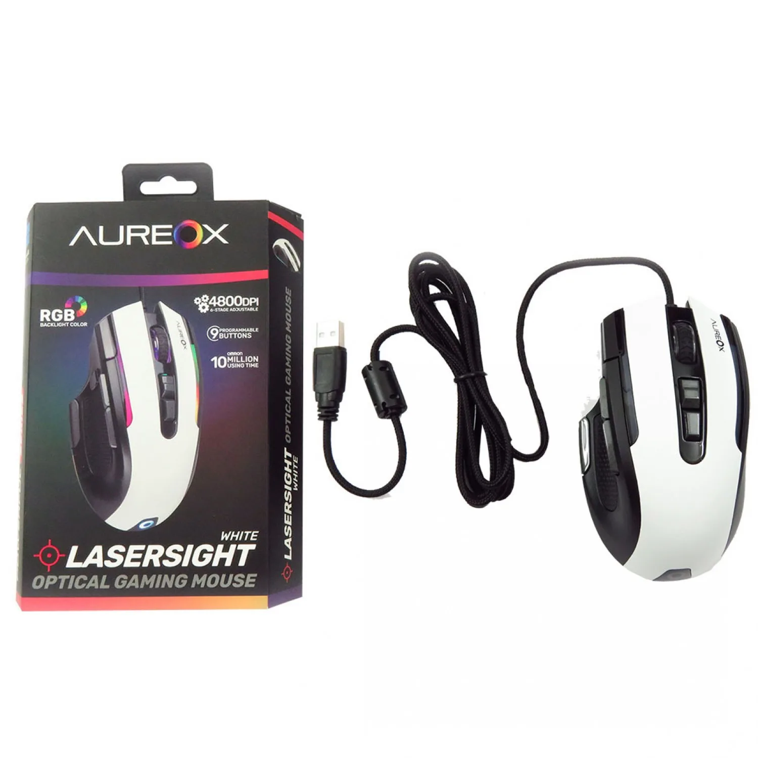 AUREOX MOUSE GAMER LASERSIGHT WHITE EDITION