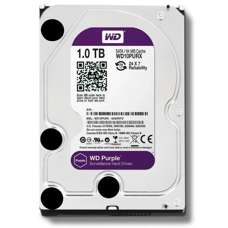 DISCO DURO INTERNO WESTERN DIGITAL 1TB SATA 3.5" PURPLE WD11PURZ
