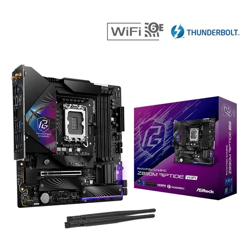 MOTHERBOARD ASROCK PHANTOM GAMING Z890M RIPTIDE WI-FI INTEL® SOCKET 1851 12/13/14VA. GEN. DDR5