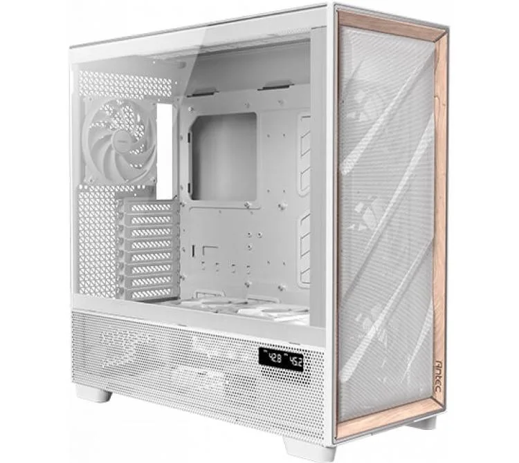 Gabinete Antec Flux Pro White 4x140mm Pwm Fans 2x120mm Pwm Fans Mesh Vidrio Templado Wood