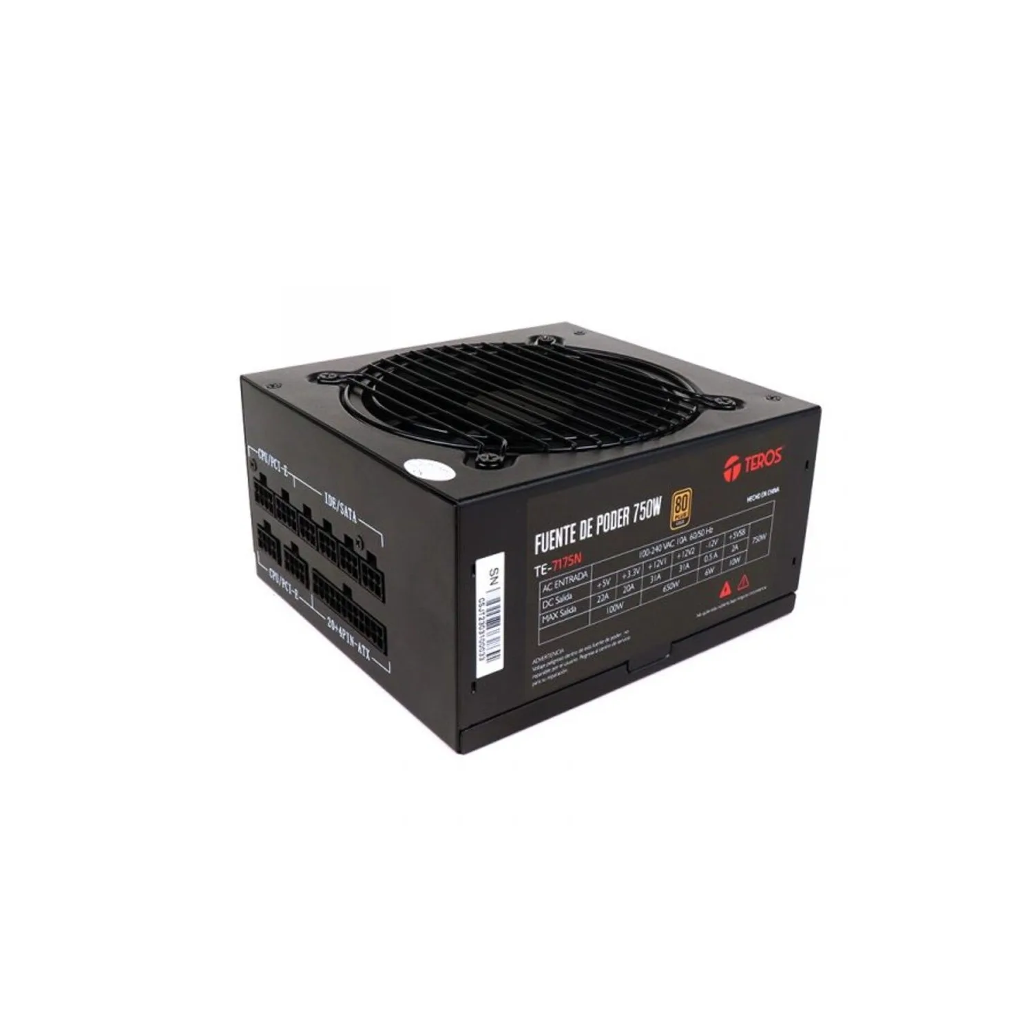 FUENTE TEROS TE-7175N 750W 80 PLUS GOLD ATX FULL MODULAR