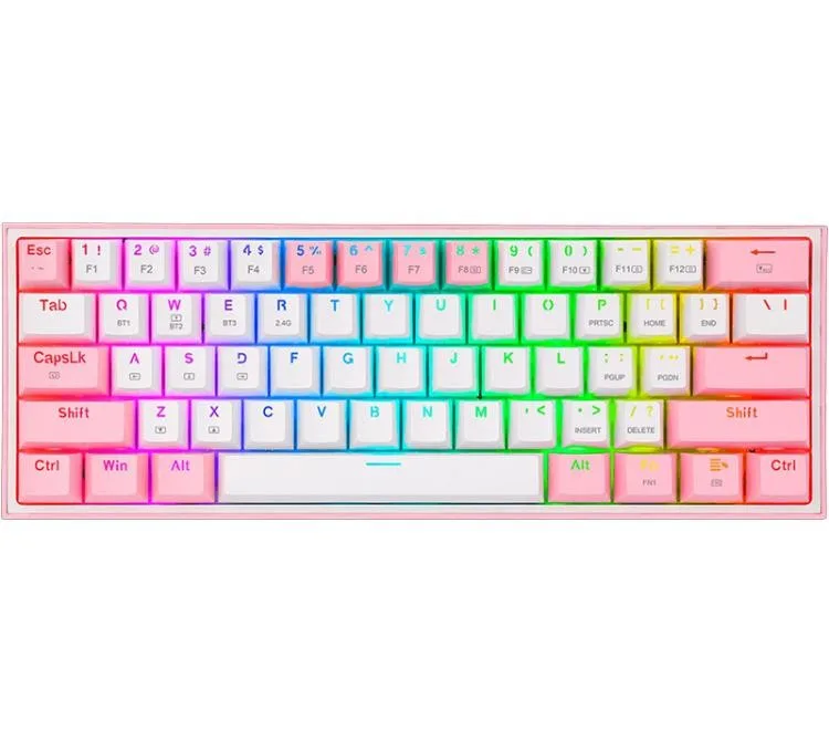 Teclado Mecanico Redragon Fizz Pro K616 Wireless RGB 60% White/Pink