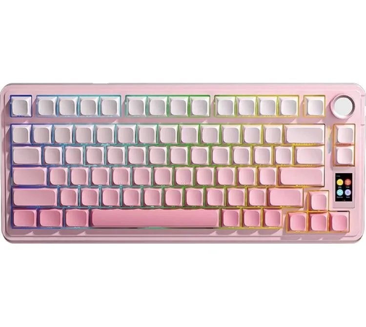 Teclado Mecanico Aula F75 Pro Wireless 2.4GHz Bluetooth 5.0 Pantalla Tif Pink/White RGB 80hs Usb-c