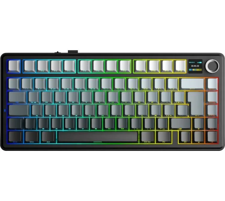 Teclado Mecanico Aula F75 Max Wireless 2.4GHz Bluetooth 5.0 Pantalla Tft Degrade Black RGB 80hs Usb-c