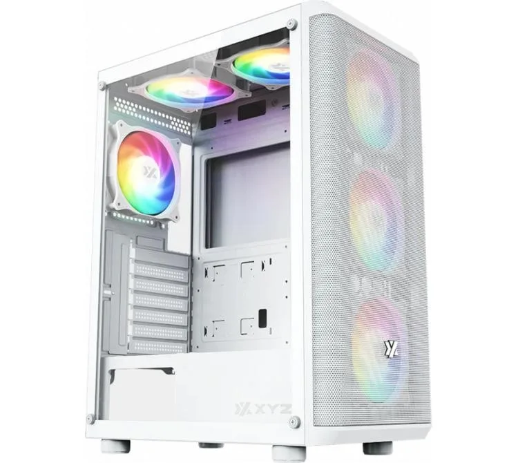 GABINETE XYZ AIRONE 60 MESH WHITE 3X140MM ARGB FANS 3X120 ARGB FANS USB-C VIDRIO TEMPLADO