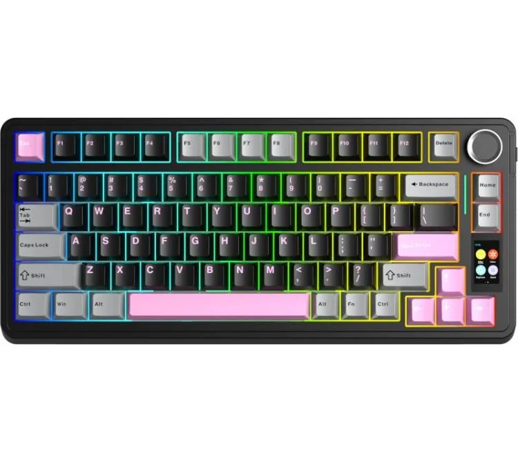 Teclado Mecanico Aula F75 Pro Wireless 2.4GHz Bluetooth 5.0 Pantalla Tif Gray/Black/Pink RGB 80hs Usb-c — foto 3