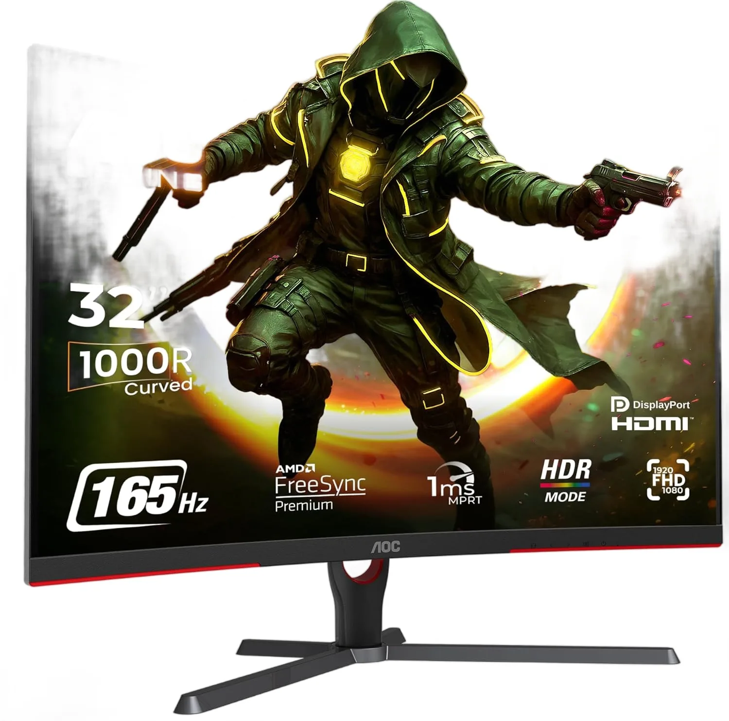 MONITOR AOC C32G3E 31,5" VA FHD (1920 X 1080) 165HZ 4MS CURVED GAMING FICHA USA