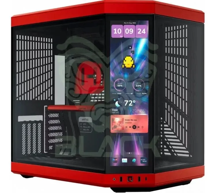 GABINETE HYTE Y70 TOUCH INFINITE BLACK CHERRY VIDRIO TEMPLADO PANTALLA TACTIL 2.5K LCD IPS 60HZ INC. CABLE RISER PCIE 4X16 USB-C 3.2