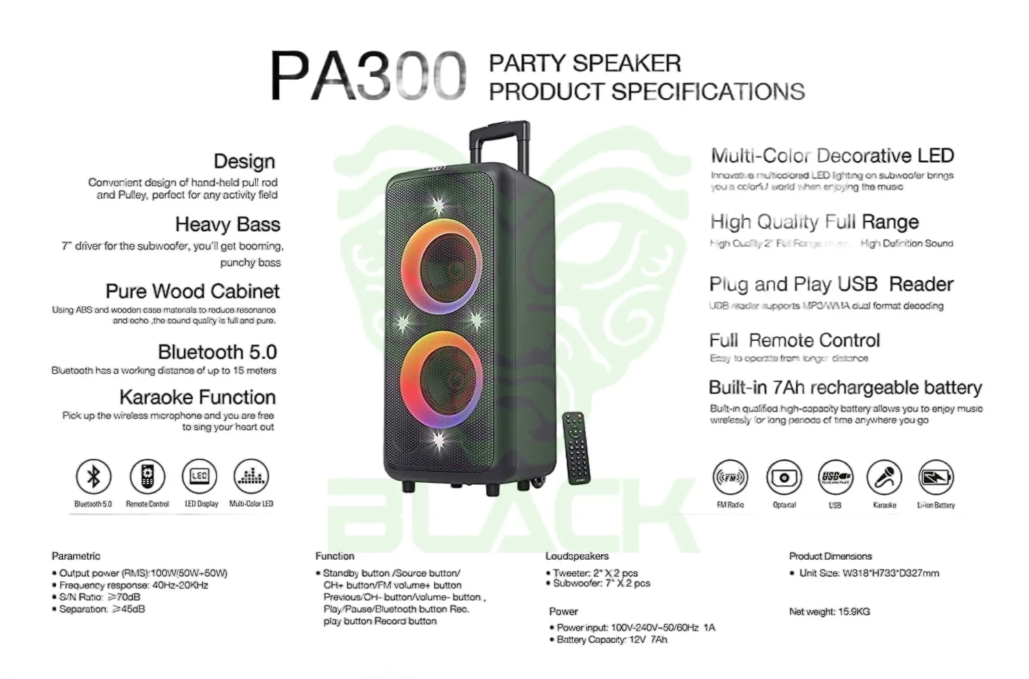 PARLANTE FYD FENDA PA300 BLACK