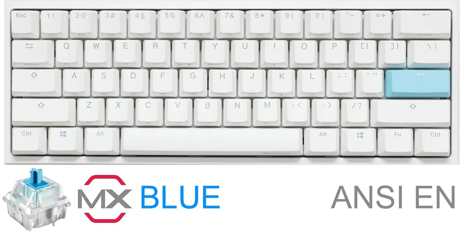 Teclado Gamer Ducky One 2 Mini Pure White Blanco RGB Cherry Blue RGB Double Shot Pbt Mecanico