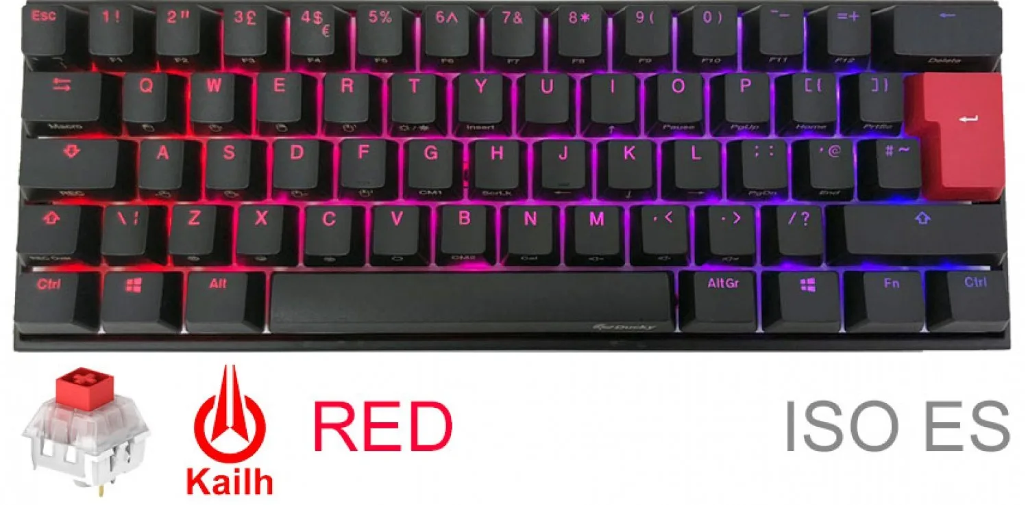 Teclado Gamer Ducky Mecha Mini V2 RGB Kailh Box Red Switch Iso Es
