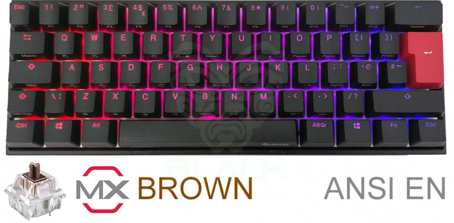 Teclado Gamer Ducky Mecha Mini RGB Cherry Brown RGB Pbt Double-shot 60