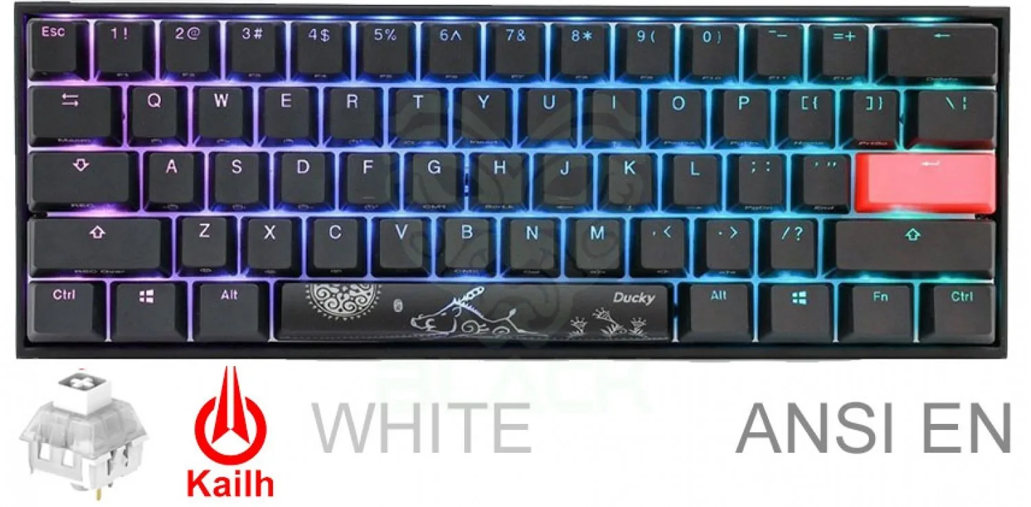 Teclado Gamer Ducky Mecha Mini V2 RGB Kailh Box White Pbt Double-shot