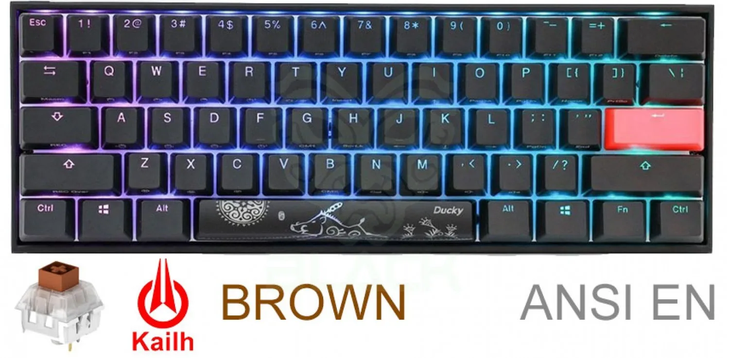 Teclado Gamer Ducky Mecha Mini V2 RGB Kailh Box Brown Pbt Double-shot