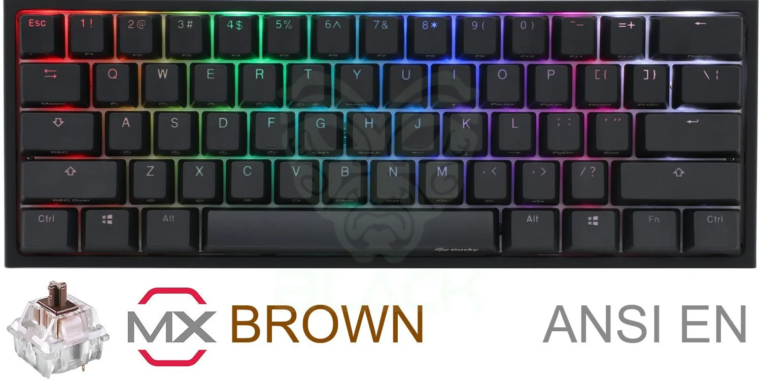 Teclado Gamer Ducky One 2 Mini RGB Cherry Mx Brown Double Shot Pbt Mecanico