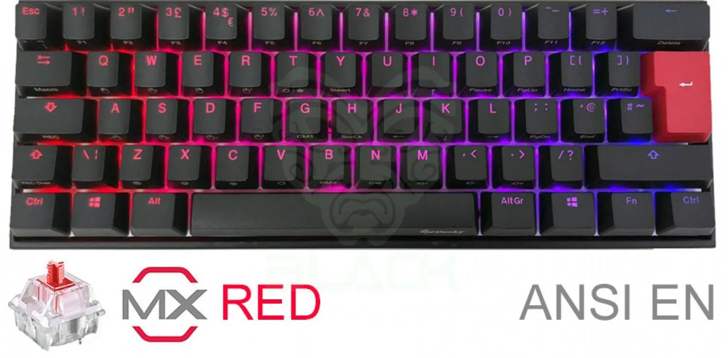 Teclado Gamer Ducky Mecha Mini RGB Cherry Red RGB Pbt Double-shot 60