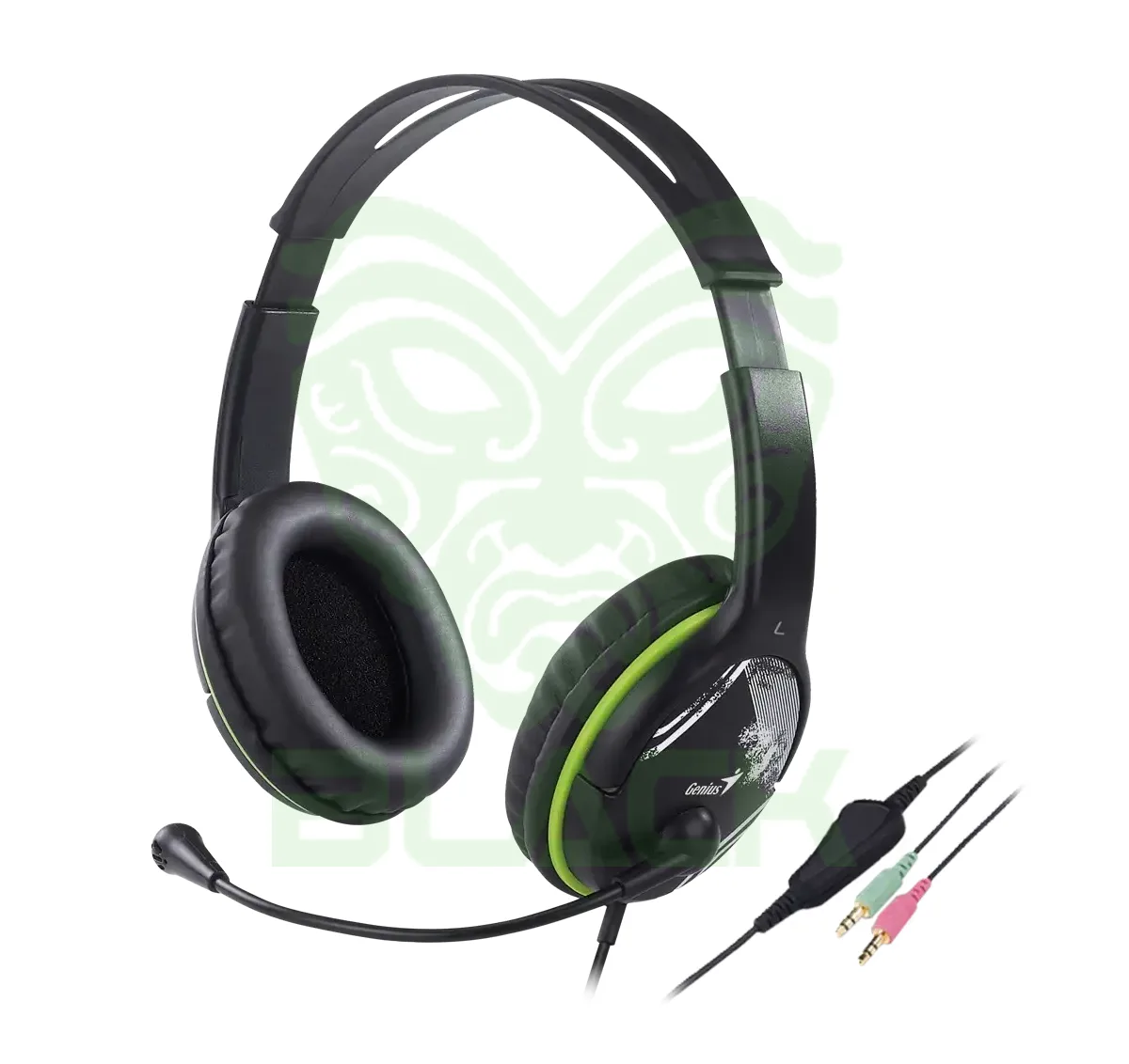 Auricular C/Mic Genius Hs-400a,green,+single Jack Cable