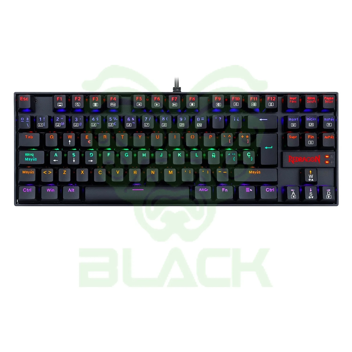 Teclado Redragon Kumara 2 K552 Rainbow Negro
