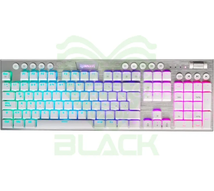 Teclado Mecanico Redragon Horus K619W White RGB Low Profile Switch Red
