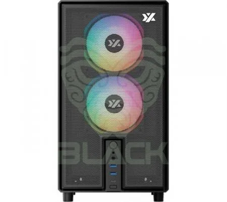 GABINETE XYZ ATOM BLACK 3X120MM ARGB FANS MESH BLACK USB-C GEN2 VIDRIO TEMPLADO + MOUSE GLORIOUS MODEL O 2 PRO WIRELESS 2.4GHZ BLACK USB-C 59GR 4K/8K