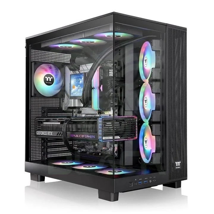 Gabinete Tt View 380 Xl  Mid-tower Tg X2 Fan ARGB X1 Reverse Fan X3 Black