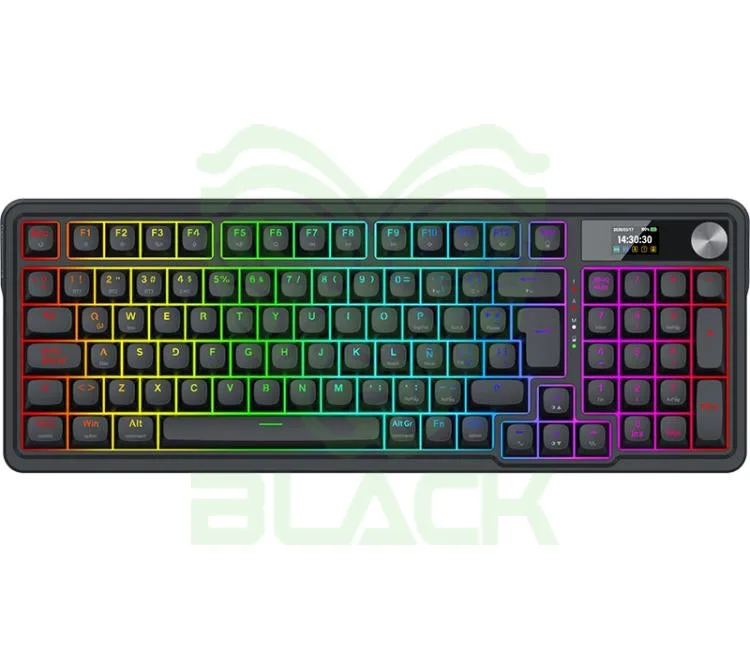 TECLADO MECANICO REDRAGON EISA K719 PRO WIRELESS 2.4GHZ BLUETOOTH YOLK SWITCH BLACK 95% ESP RGB LCD