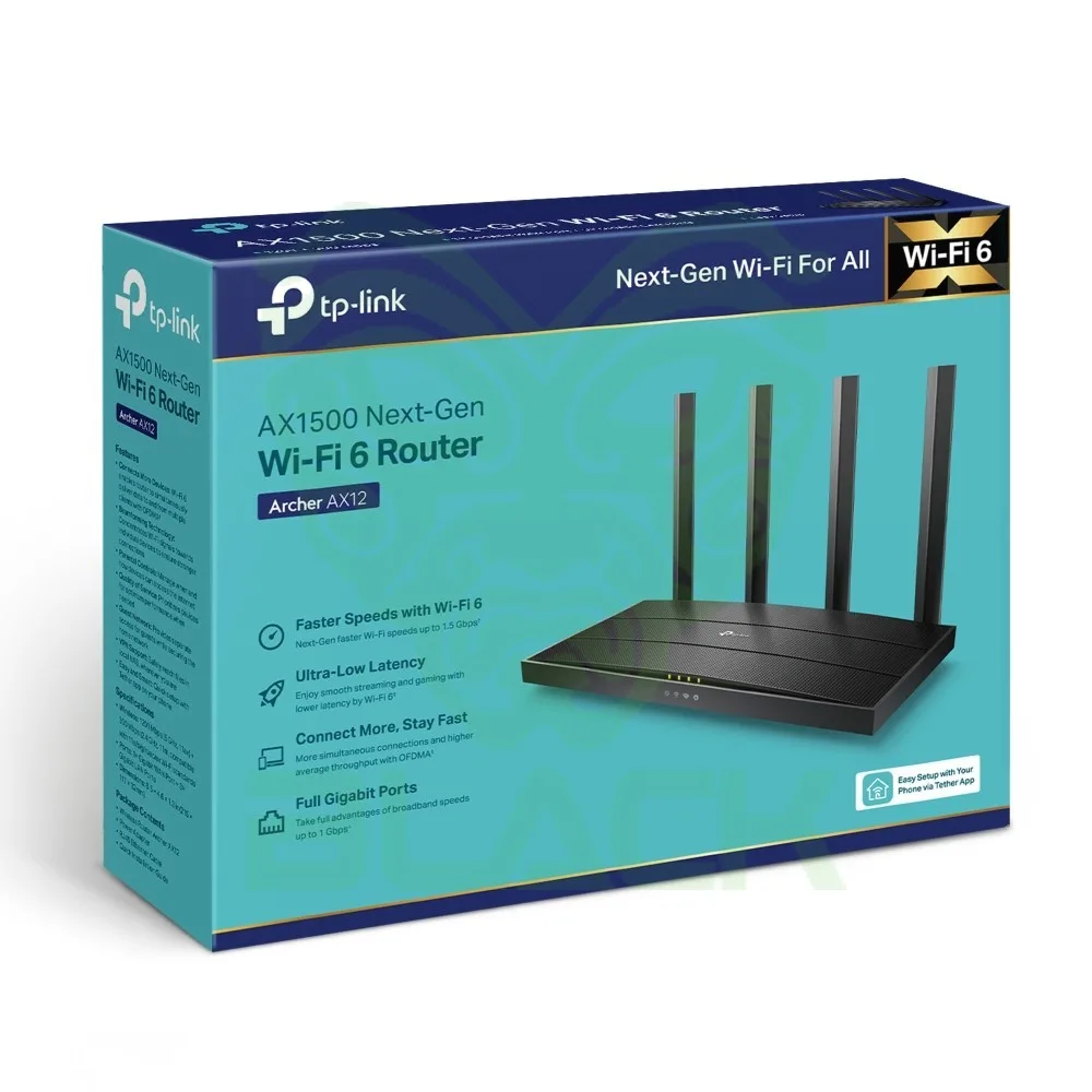 ROUTER TP-LINK ARCHER AX12 WI-FI 6 AX1500 DOBLE BANDA GIGABIT