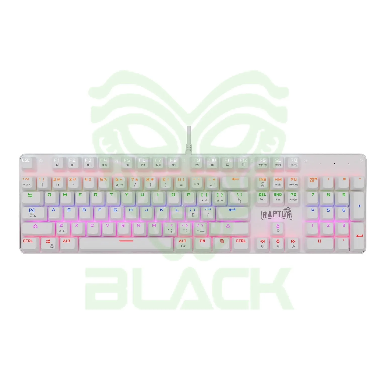 TECLADO GAMER RAPTOR FIRECLAW M104 MECANICO RETROILUMINADO SWITCH RED OUTEMU WHITE