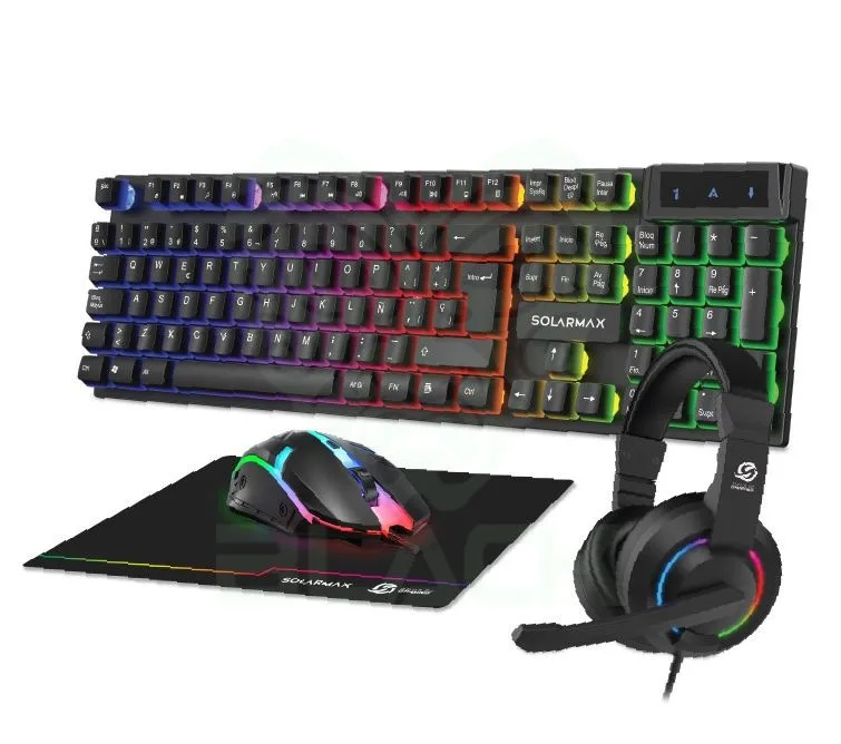 Combo Gamer 4 En 1 Solarmax Gc4p1503 (teclado + Mouse + Mousepad + Auricular)
