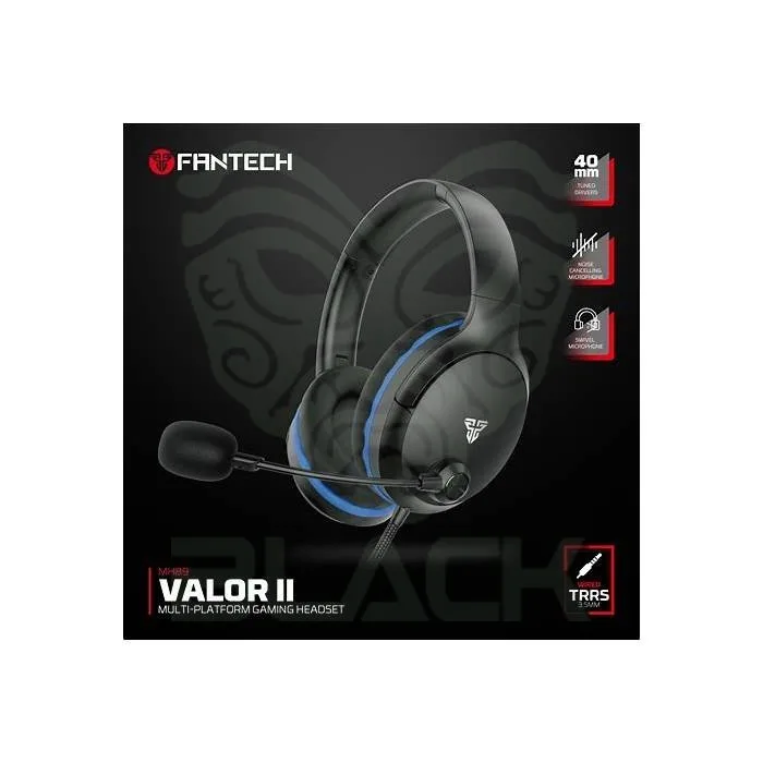 AURICULARES GAMER FANTECH VALOR II MH89 BLACK 40MM 3.5MM MULTIPLATAFORMA