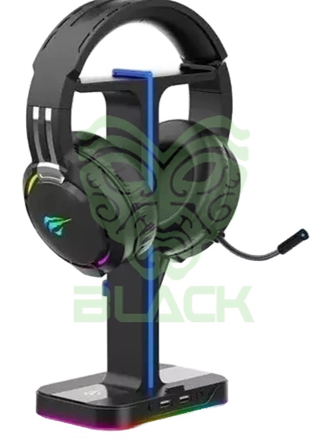 SOPORTE DOBLE P/AURICULAR C/RGB 2 PORT USB YUREI XTH-690