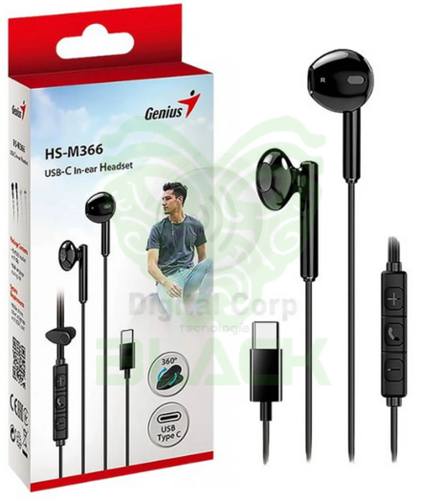 AURICULARES IN EAR USB-C GENIUS HS-M366 BLACK
